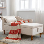 Chaise longue d'intérieur, chaise longue pour chambre avec rangement et oreiller, chaise longue rembourrée moderne à accoudoirs roulés pour le repos
