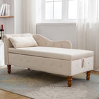 Chaise longue d'intérieur, chaise longue pour chambre avec rangement et oreiller, chaise longue rembourrée moderne à accoudoirs roulés pour le repos
