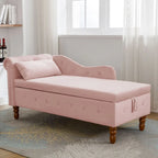 Chaise longue d'intérieur, chaise longue pour chambre avec rangement et oreiller, chaise longue rembourrée moderne à accoudoirs roulés pour le repos
