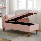 Chaise longue d'intérieur, chaise longue pour chambre avec rangement et oreiller, chaise longue rembourrée moderne à accoudoirs roulés pour le repos