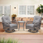 Ensemble de 3 chaises de jardin pivotantes et basculantes d'extérieur, ensemble de conversation de terrasse à 360 degrés