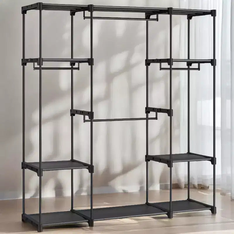 59,5 x 16,9 x 65,4 po Système d'organisation de placard portable autonome, porte-vêtements avec étagères et tringles pour chambre et vestiaire Noir