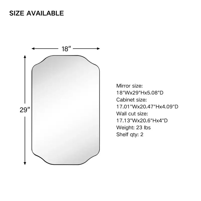 TEHOME Osterhus Armoire à pharmacie rectangulaire à surface de 45,7 cm de largeur x 73,6 cm de hauteur avec miroir, en métal, arche, noir mat