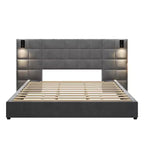 Lit rembourré moderne en velours Christopher Knight Home Wesson avec liseuse et ports USB