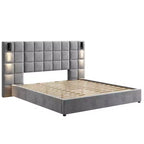 Lit rembourré moderne en velours Christopher Knight Home Wesson avec liseuse et ports USB