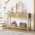 Garvee Console Table Boho Entryway Table Sofa Table Hallway Foyer Table Behind Couch Table with 2 Drawers and Open Storage Shelf for Living Room