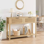 Console Garvee Table d'entrée bohème Table de canapé Table de couloir Table de foyer Derrière le canapé avec 2 tiroirs et étagère de rangement ouverte pour le salon