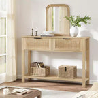 Console Garvee Table d'entrée bohème Table de canapé Table de couloir Table de foyer Derrière le canapé avec 2 tiroirs et étagère de rangement ouverte pour le salon