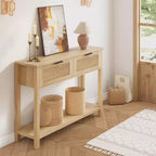 Console Garvee Table d'entrée bohème Table de canapé Table de couloir Table de foyer Derrière le canapé avec 2 tiroirs et étagère de rangement ouverte pour le salon