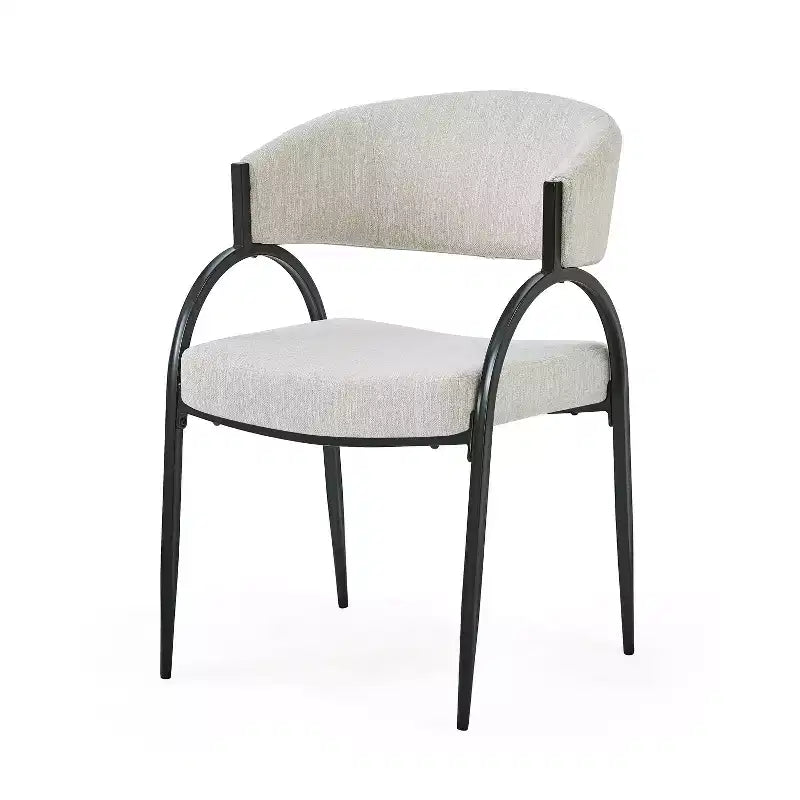 Christopher Knight Home Hayden Chaises de salle à manger rembourrées avec accoudoirs et pieds en métal (Lot de 2)