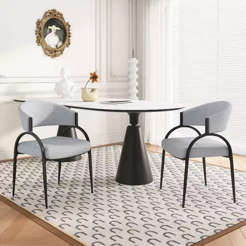 Christopher Knight Home Hayden Chaises de salle à manger rembourrées avec accoudoirs et pieds en métal (Lot de 2)