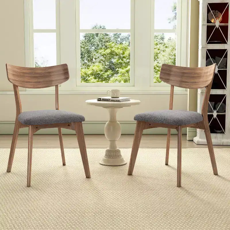 Christopher Knight Home Chaise de salle à manger Hugh en tissu et hévéa (lot de 2)