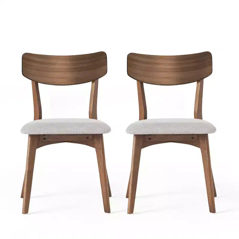 Christopher Knight Home Chaise de salle à manger Hugh en tissu et hévéa (lot de 2)