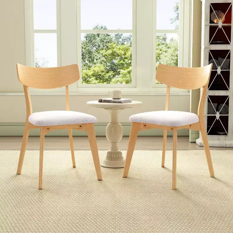 Christopher Knight Home Chaise de salle à manger Hugh en tissu et hévéa (lot de 2)
