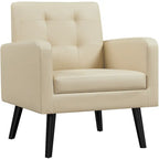 Fauteuil d'appoint capitonné moderne en similicuir Yaheetech avec pieds en bois massif - 28.52933