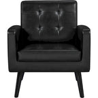 Fauteuil d'appoint capitonné moderne en similicuir Yaheetech avec pieds en bois massif - 28.52933