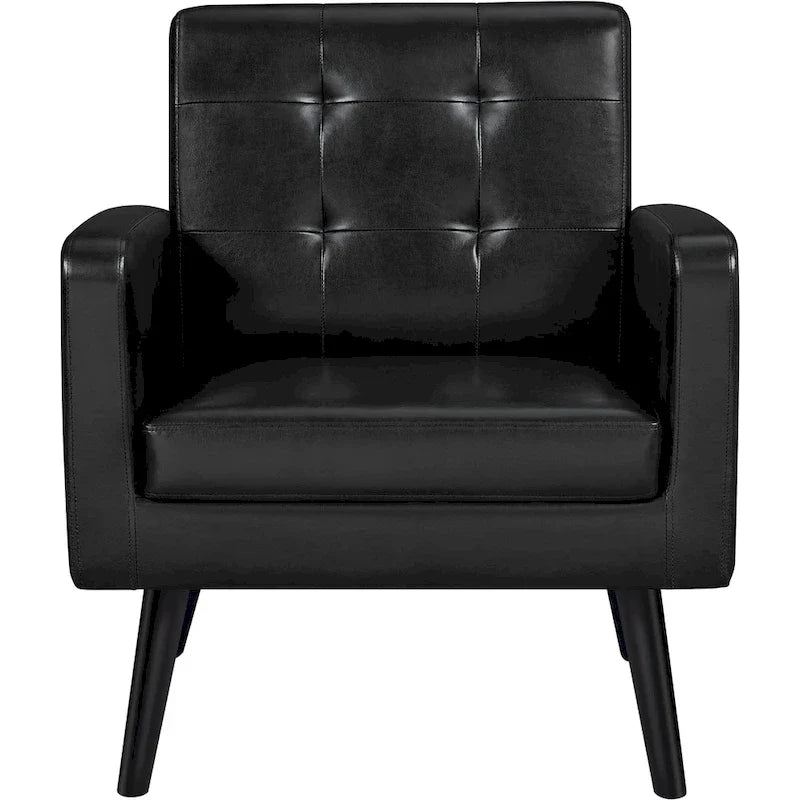 Fauteuil d'appoint capitonné moderne en similicuir Yaheetech avec pieds en bois massif - 28.52933