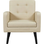 Fauteuil d'appoint capitonné moderne en similicuir Yaheetech avec pieds en bois massif - 28.52933