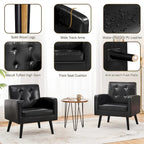 Fauteuil d'appoint capitonné moderne en similicuir Yaheetech avec pieds en bois massif - 28.52933