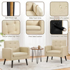 Fauteuil d'appoint capitonné moderne en similicuir Yaheetech avec pieds en bois massif - 28.52933