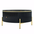 Table basse ronde moderne de 31,5 po avec grand tiroir de rangement