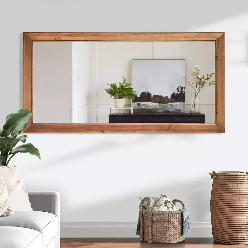 Dovelina Miroir sur pied à cadre vertical en bois – 180 x 90 cm, marron