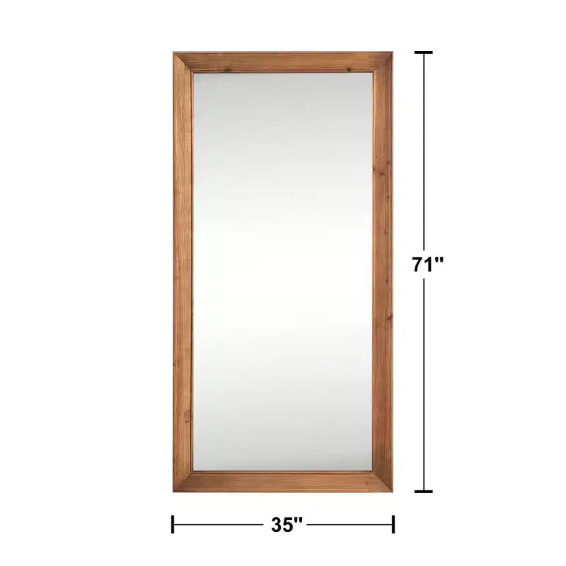 Dovelina Miroir sur pied à cadre vertical en bois – 180 x 90 cm, marron