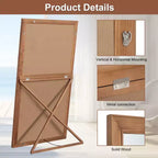 Dovelina Miroir sur pied à cadre vertical en bois – 180 x 90 cm, marron