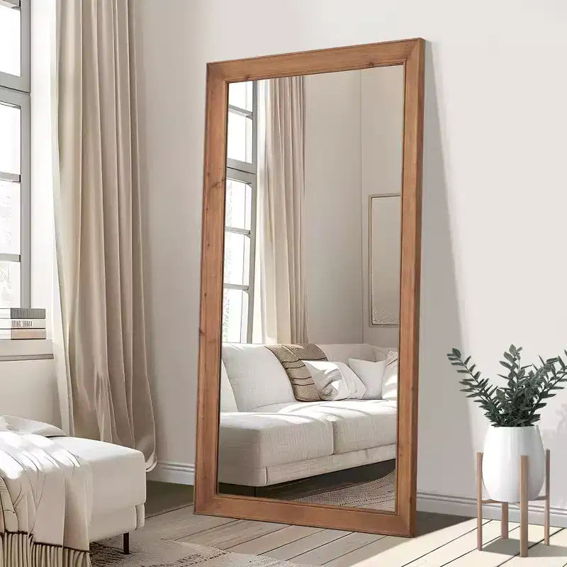 Dovelina Miroir sur pied à cadre vertical en bois – 180 x 90 cm, marron