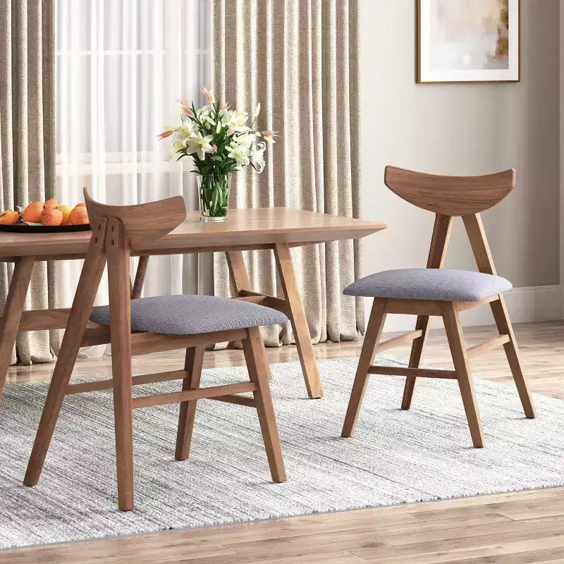Chaises de salle à manger GDFStudio Sunapee en bois rembourré en tissu de style milieu de siècle (lot de 2)