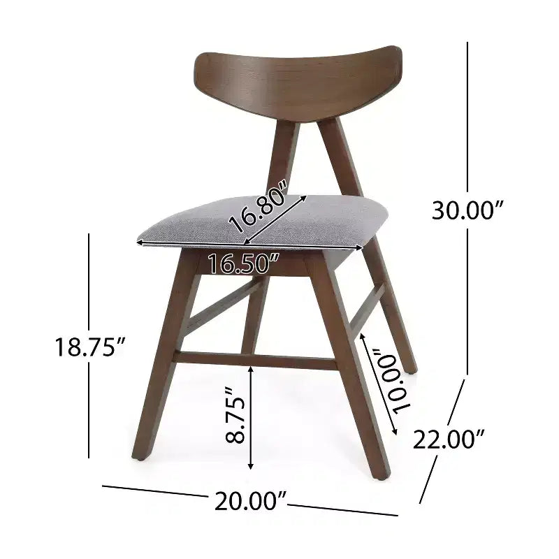 Chaises de salle à manger GDFStudio Sunapee en bois rembourré en tissu de style milieu de siècle (lot de 2)