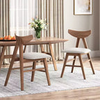 Chaises de salle à manger GDFStudio Sunapee en bois rembourré en tissu de style milieu de siècle (lot de 2)