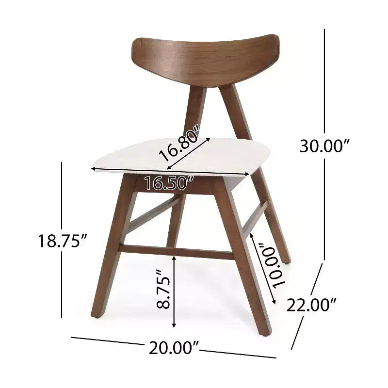 Chaises de salle à manger GDFStudio Sunapee en bois rembourré en tissu de style milieu de siècle (lot de 2)