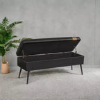 Banc coffre de rangement, Banc de lit ou d'entrée, Banc de rangement avec charnières de sécurité, Supporte 300 kg