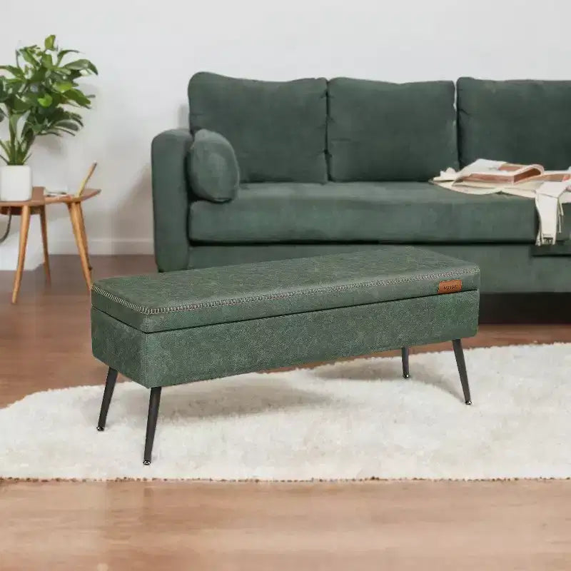 Banc coffre de rangement, Banc de lit ou d'entrée, Banc de rangement avec charnières de sécurité, Supporte 300 kg