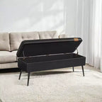 Banc coffre de rangement, Banc de lit ou d'entrée, Banc de rangement avec charnières de sécurité, Supporte 300 kg
