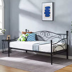 Lit de repos classique VECELO, taille double, avec design épuré, lit-plateforme en métal avec tête de lit, lit de repos pour petits espaces, chambre à coucher/salon/chambre d'amis