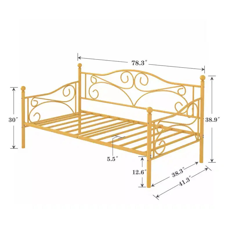 Lit de repos classique VECELO, taille double, avec design épuré, lit-plateforme en métal avec tête de lit, lit de repos pour petits espaces, chambre à coucher/salon/chambre d'amis
