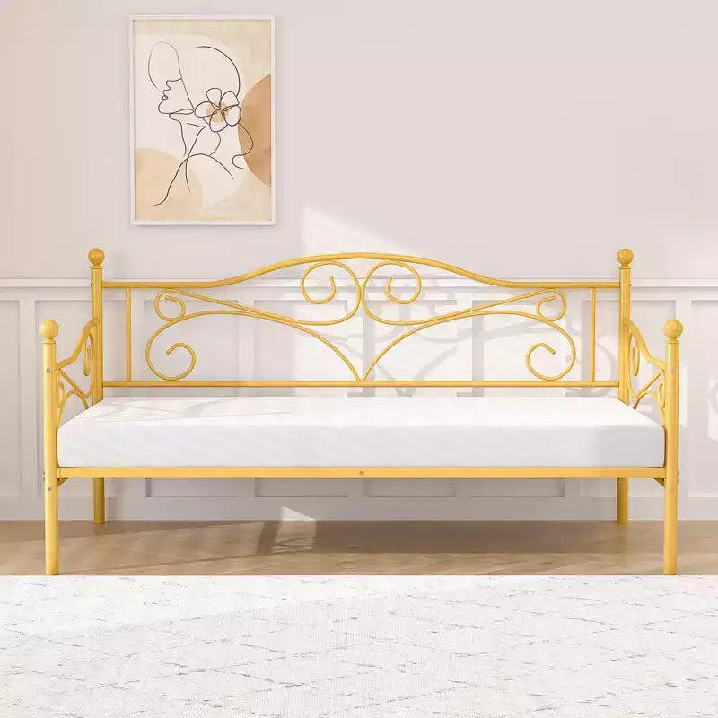 Lit de repos classique VECELO, taille double, avec design épuré, lit-plateforme en métal avec tête de lit, lit de repos pour petits espaces, chambre à coucher/salon/chambre d'amis