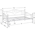 Lit de repos classique VECELO, taille double, avec design épuré, lit-plateforme en métal avec tête de lit, lit de repos pour petits espaces, chambre à coucher/salon/chambre d'amis