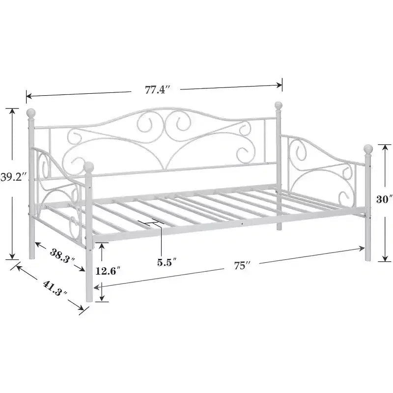 Lit de repos classique VECELO, taille double, avec design épuré, lit-plateforme en métal avec tête de lit, lit de repos pour petits espaces, chambre à coucher/salon/chambre d'amis