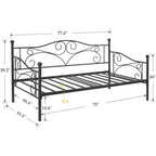 Lit de repos classique VECELO, taille double, avec design épuré, lit-plateforme en métal avec tête de lit, lit de repos pour petits espaces, chambre à coucher/salon/chambre d'amis