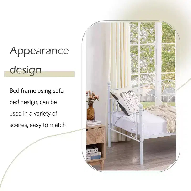 Lit de repos classique VECELO, taille double, avec design épuré, lit-plateforme en métal avec tête de lit, lit de repos pour petits espaces, chambre à coucher/salon/chambre d'amis