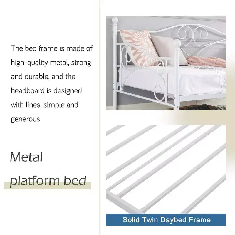 Lit de repos classique VECELO, taille double, avec design épuré, lit-plateforme en métal avec tête de lit, lit de repos pour petits espaces, chambre à coucher/salon/chambre d'amis