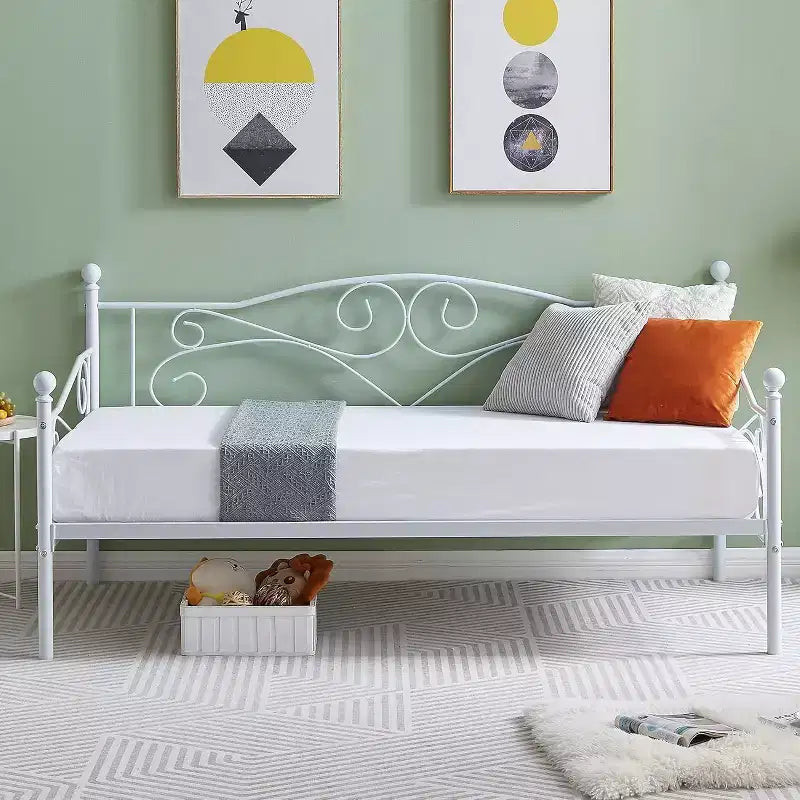 Lit de repos classique VECELO, taille double, avec design épuré, lit-plateforme en métal avec tête de lit, lit de repos pour petits espaces, chambre à coucher/salon/chambre d'amis