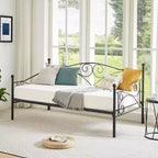 Lit de repos classique VECELO, taille double, avec design épuré, lit-plateforme en métal avec tête de lit, lit de repos pour petits espaces, chambre à coucher/salon/chambre d'amis