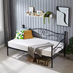 Lit de repos classique VECELO, taille double, avec design épuré, lit-plateforme en métal avec tête de lit, lit de repos pour petits espaces, chambre à coucher/salon/chambre d'amis