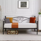 VECELO Twin Size Classic Daybed with Sleek Design, Metal Platform Sofa Bed with Headboard, Daybed for Small Spaces, Bedroom Living/Guest Room