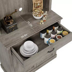 Meuble de cuisine garde-manger, Armoire de rangement de cuisine haute de 180 cm avec support pour micro-ondes