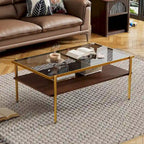 Table basse rectangulaire avec plateau en verre trempé, table moderne pour salon